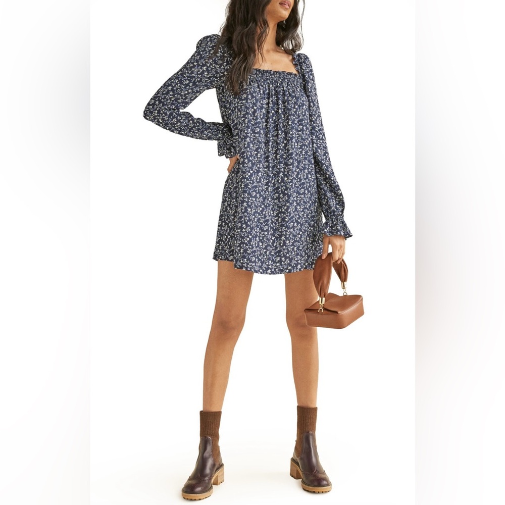 Reformation Hudsen Long Sleeve Shift Dress in Twilight size XS